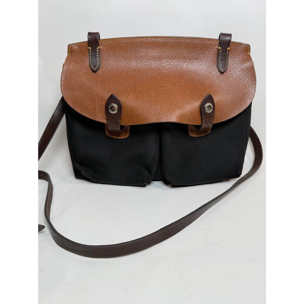 Vintage Dooney & Bourke Nylon Leather Saddlebag Messenger Bag